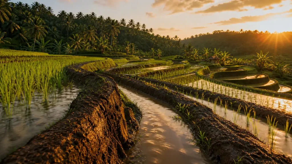 Bali rice terrace ubud à Tegallalang, rizières en terrasses vues du ciel