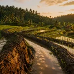 Bali rice terrace ubud à Tegallalang, rizières en terrasses vues du ciel