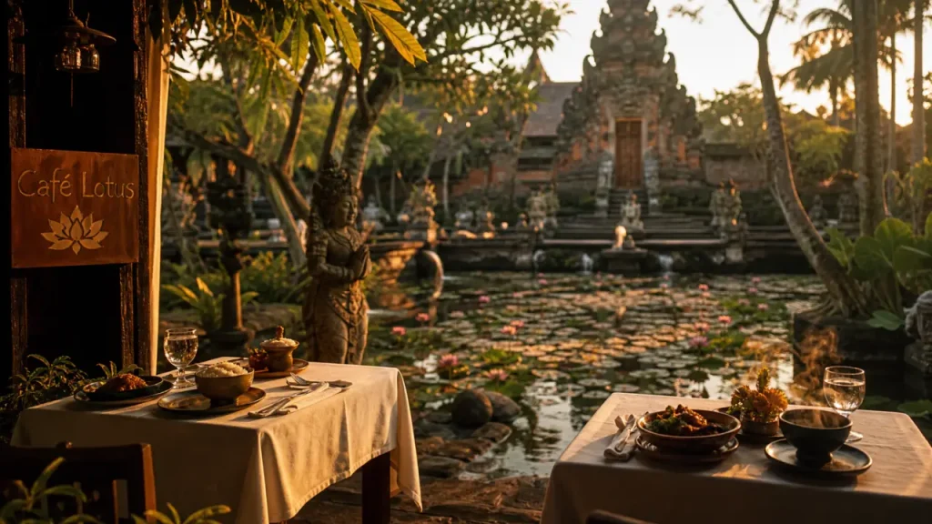cafe lotus bali ubud : dîner face aux lotus