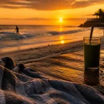 Canggu Beach Bali Indonesia : surfeurs au coucher du soleil