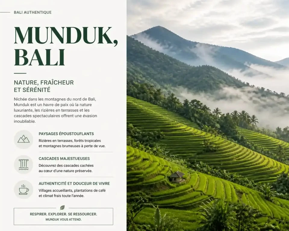 Paysages de rizières et montagnes à Munduk pour un road trip à Bali