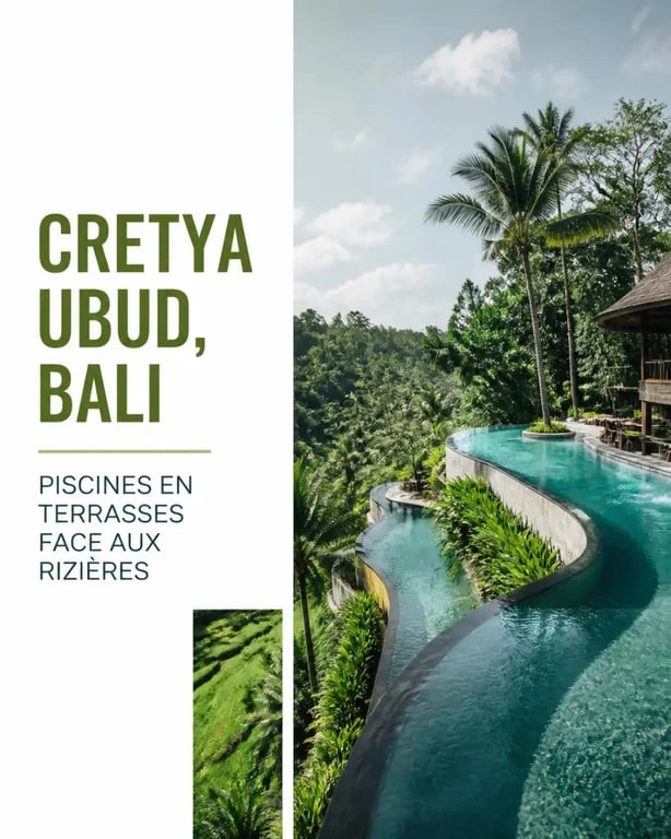 Cretya Ubud Bali avec piscines à débordement face aux rizières