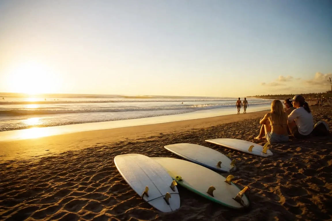 Séjour 18-25 ans à Bali : plage animée de Canggu avec surf et jeunes voyageurs