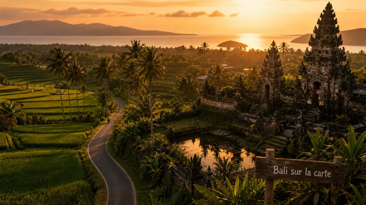 Où se trouve Bali entre Java et Lombok, vue aérienne à la golden hour