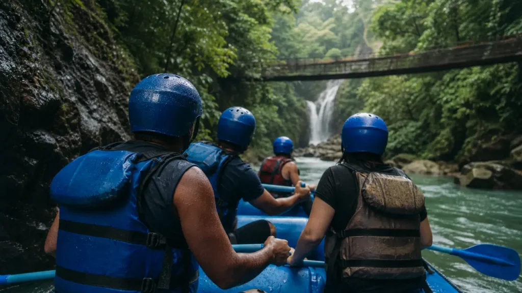 Ubud Bali white water rafting sur la rivière Ayung près d’Ubud, raft et pagayeurs