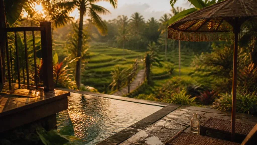 Villa ubud bali : piscine privée et rizières à Ubud