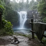 Waterfalls in Ubud Bali : cascade tropicale près d’Ubud, bassin naturel et végétation
