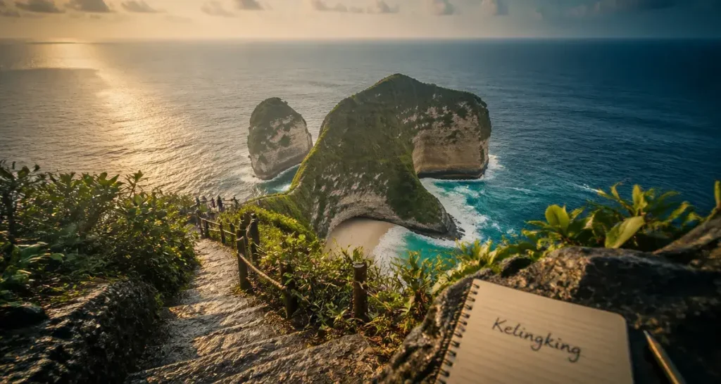 Bali to Nusa Penida day trip : vue Kelingking Beach depuis la falaise