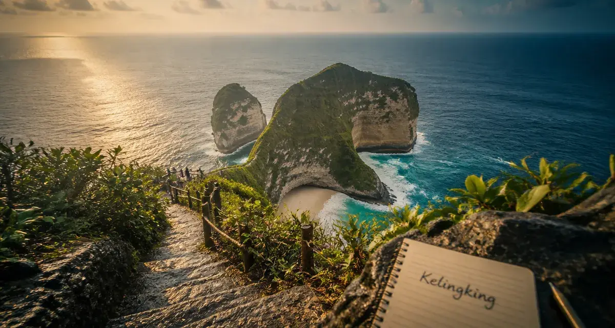 Bali to Nusa Penida day trip : vue Kelingking Beach depuis la falaise