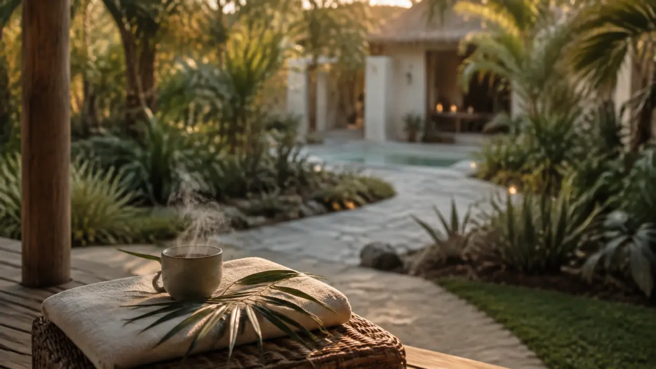 Bhanuswari resort spa ubud bali, terrasse spa au calme