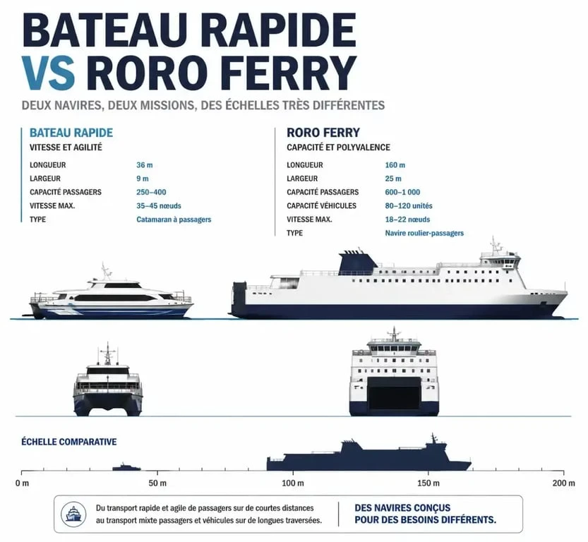 Comparaison visuelle des types de bateaux pour la traversée Bali Nusa Penida