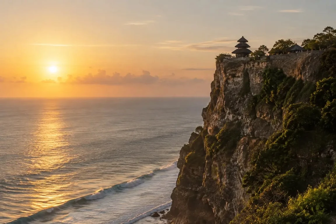 Temple d'Uluwatu au coucher du soleil parmi les temples incontournables bali