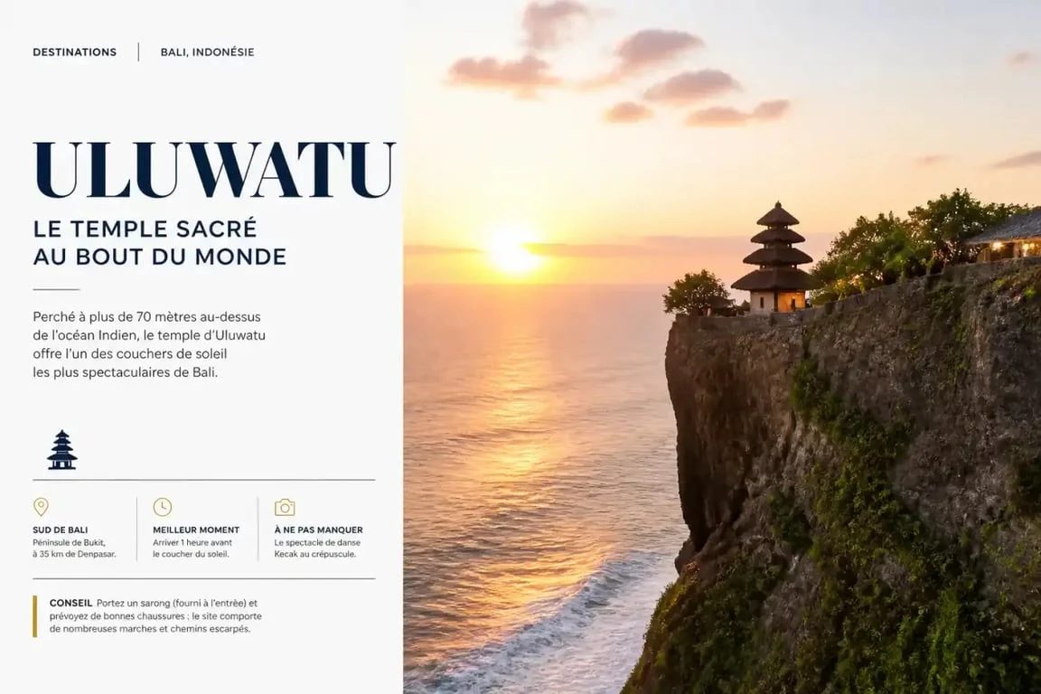 Le temple d'Uluwatu, un temple marin célèbre sur la péninsule de Bukit à Bali
