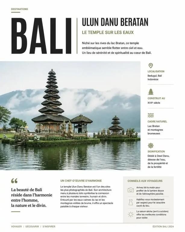 Le temple Ulun Danu Beratan, un temple au bord du lac à Bali