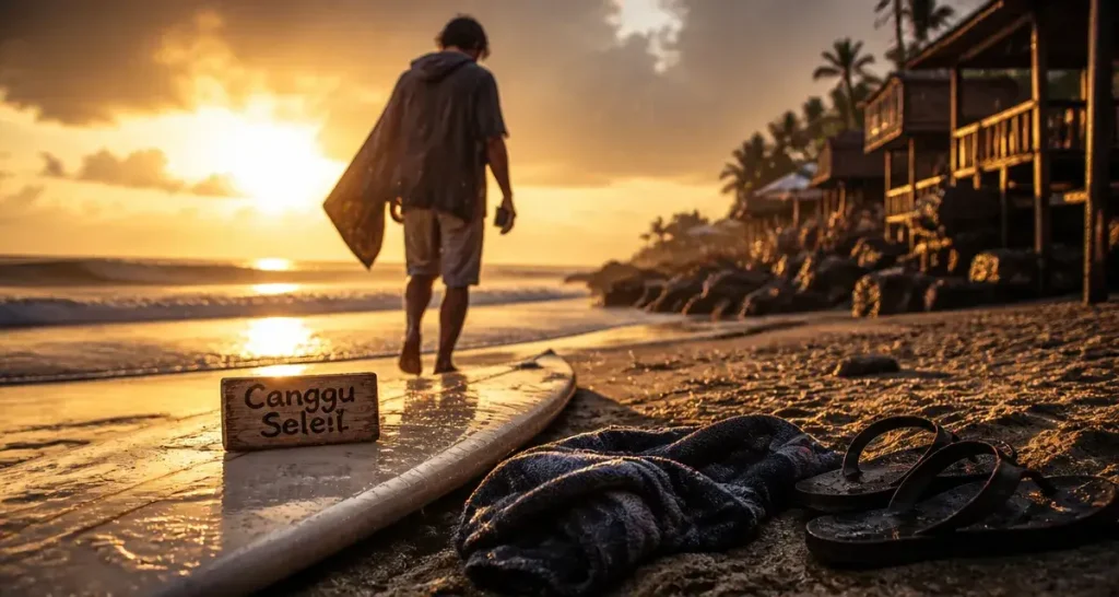 meteo canggu bali : surf à Echo Beach après averse}}