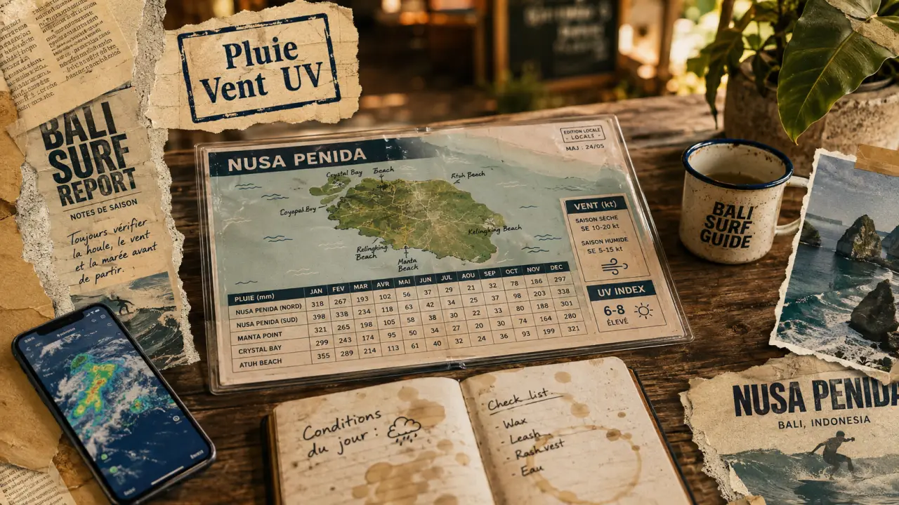 Meteo Nusa Penida Bali : pluie vent UV sur la carte