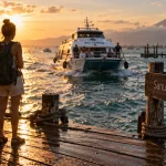 Port bali nusa penida Sanur : fast boat au golden hour