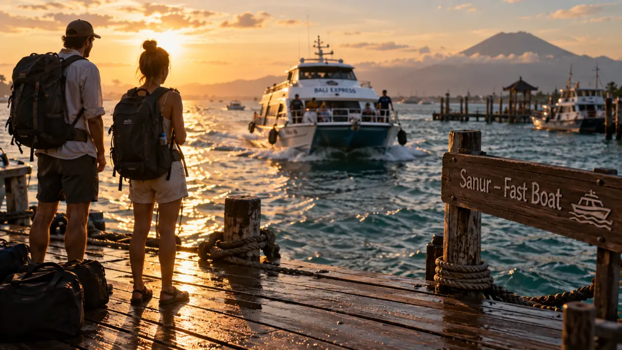 Port bali nusa penida Sanur : fast boat au golden hour