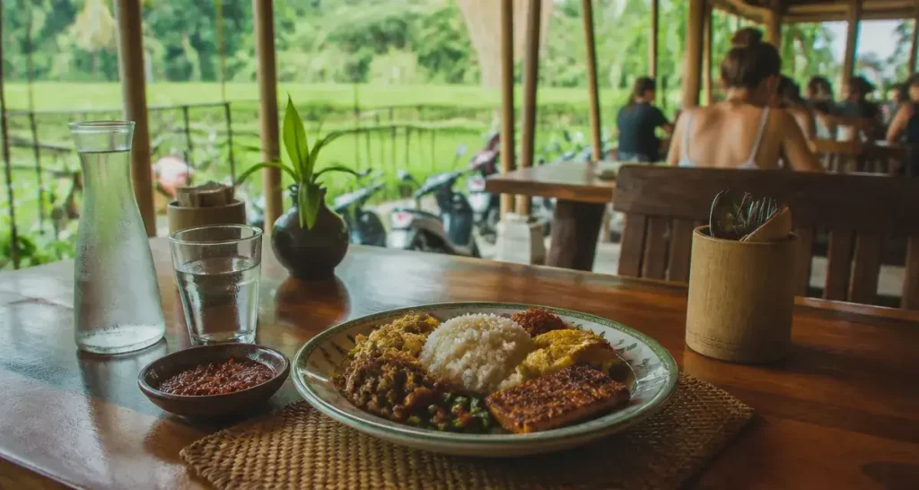 Restaurant Bali Ubud : warung, nasi campur et rizières