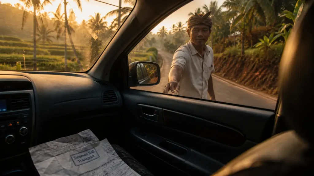 Sidemen Bali Transport : chauffeur privé à Bali, route vers Sidemen