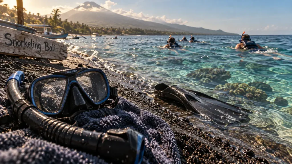 Snorkeling à Bali : plage facile ou sortie en bateau selon les courants et la faune