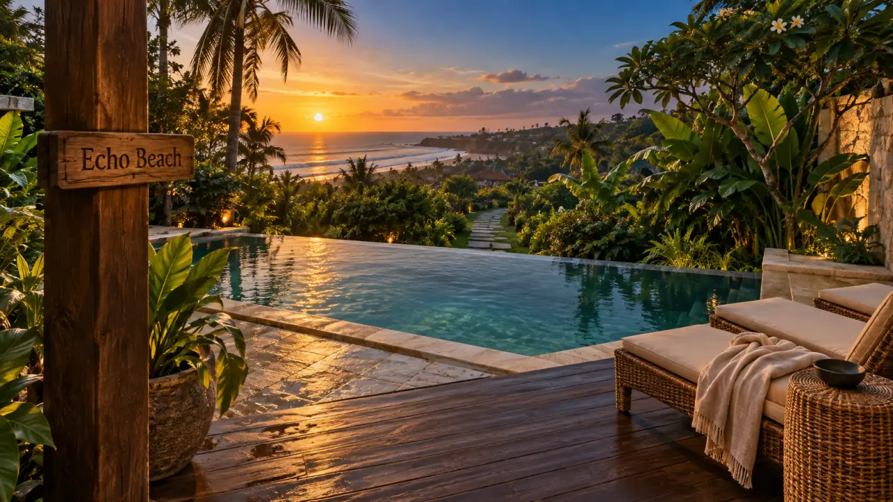 the bali dream villa canggu à Echo Beach : terrasse et piscine privée