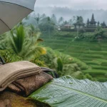 Ubud Bali weather : pluie tropicale sur rizières de Tegallalang
