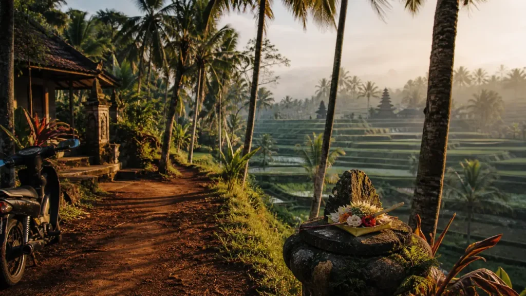 Rizières et temples à Ubud in Bali Indonesia, au calme