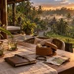 Voyage de noce Bali : villa et rizières d’Ubud au coucher du soleil