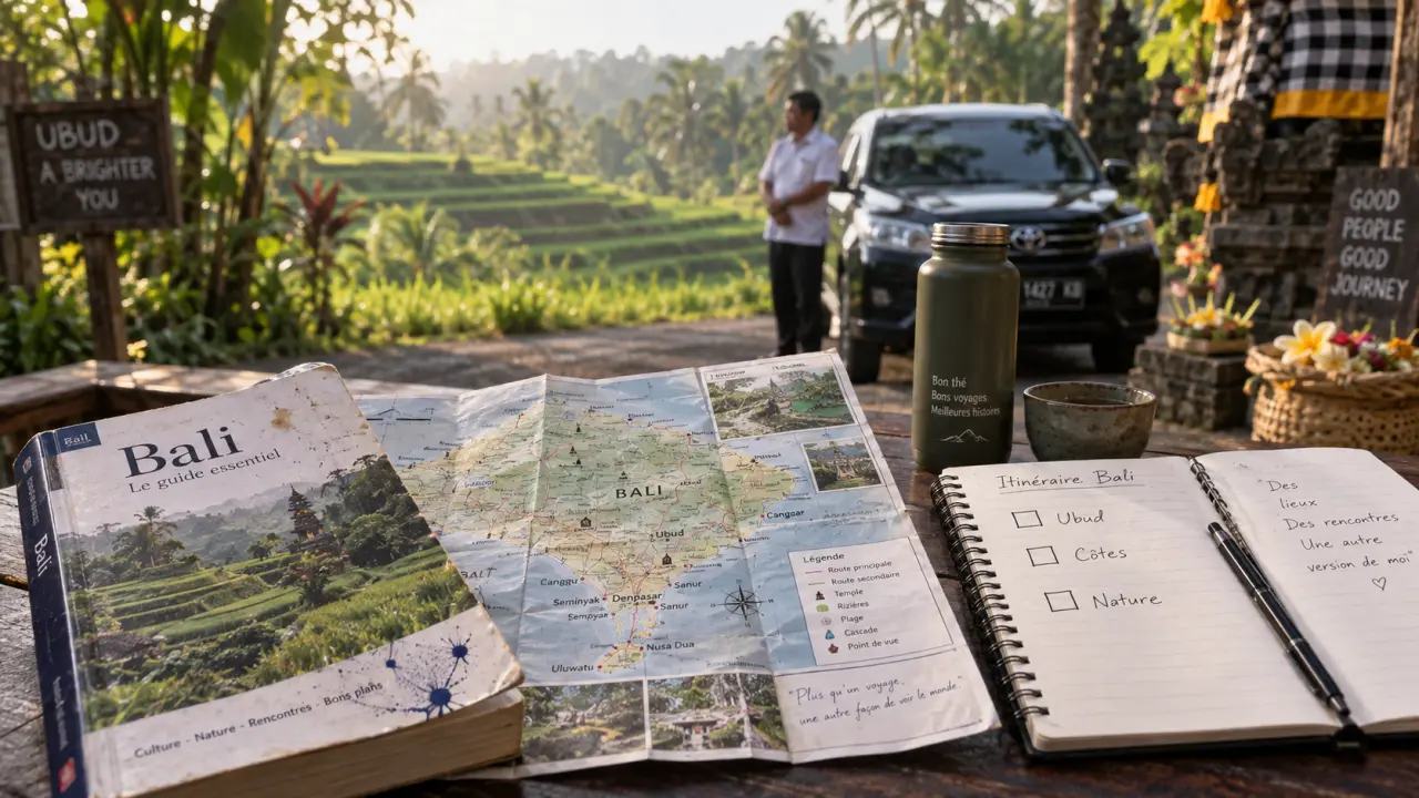 Voyage privé Bali : itinéraire réaliste à Ubud, chauffeur et carte