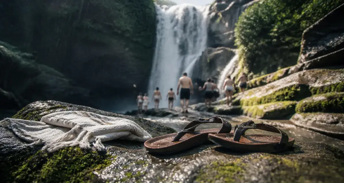 Waterfalls in ubud bali : Tegenungan, chute et visiteurs