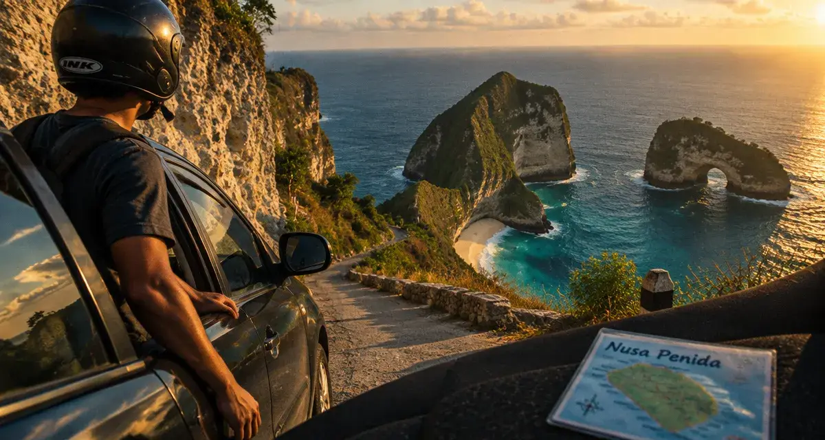 Bali Nusa Penida : falaises et route côtière vers Kelingking Beach