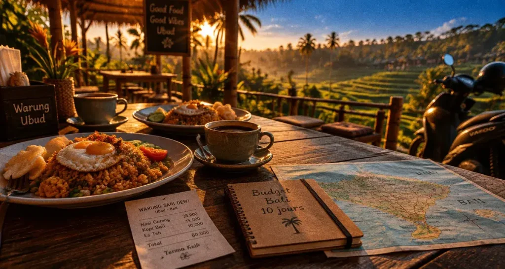 Coût voyage Bali 10 jours : carnet budget, warung Ubud, nasi goreng