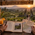 Séjour à Bali en couple : rizières à deux au coucher du soleil