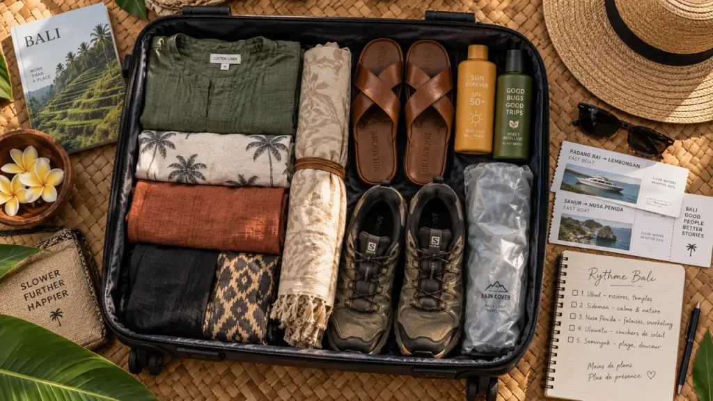Voyage à Bali conseils : valise et équipement pour Ubud, Canggu et îles
