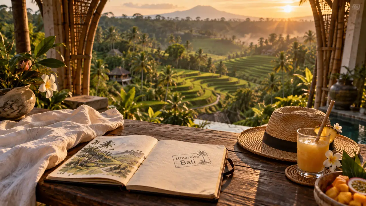 Voyage haut de gamme Bali : vue rizières d’Ubud depuis une villa privée