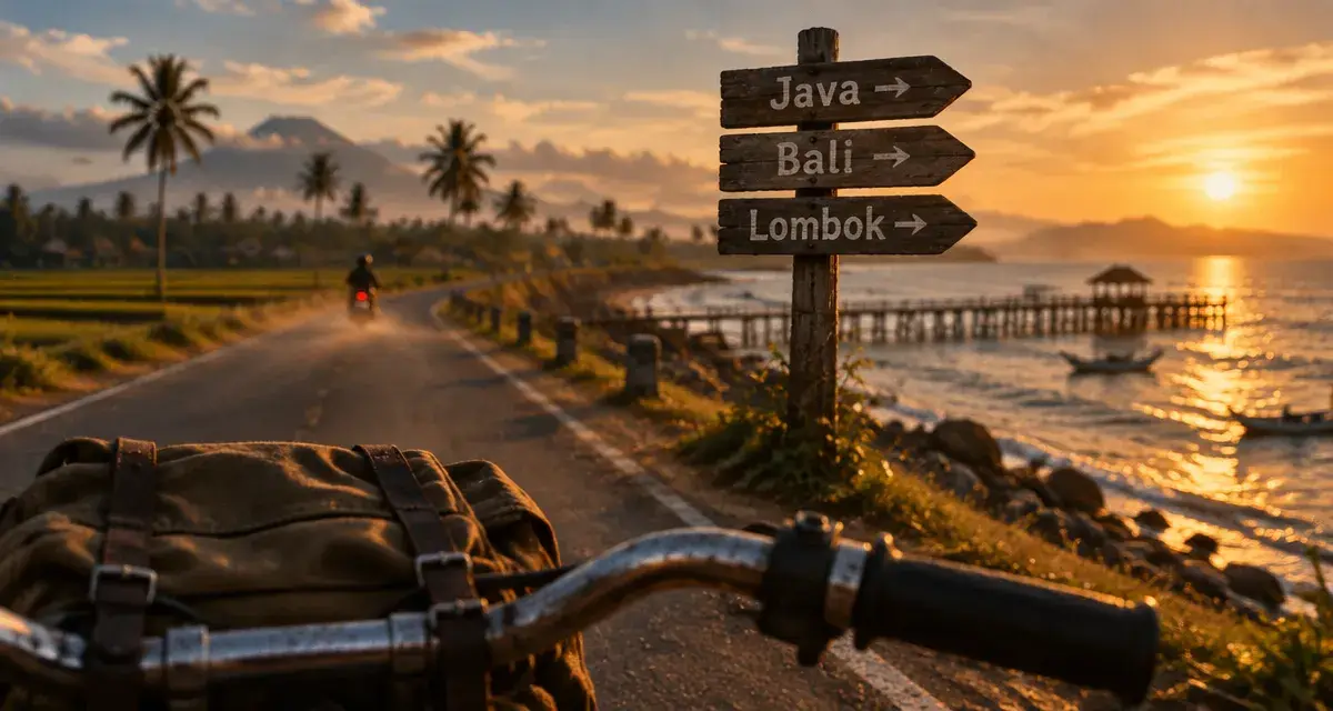 Voyage Java Bali Lombok : route côtière, rizières au coucher du soleil